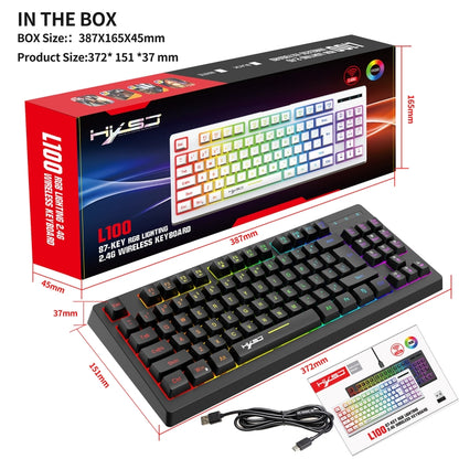 HXSJ L100 87 Keys RGB Backlit Film 2.4G Wireless Keyboard(Black) - Wireless Keyboard by HXSJ | Online Shopping South Africa | PMC Jewellery