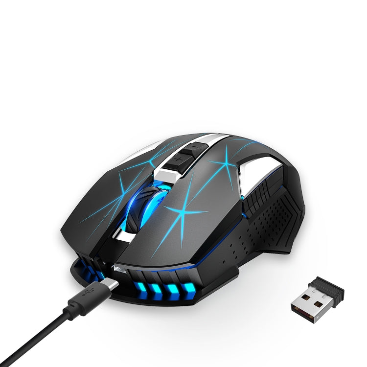 HXSJ T300 7 Keys 2400DPI 2.4G Colorful Luminous Wireless Mouse(Black) - Wireless Mice by HXSJ | Online Shopping South Africa | PMC Jewellery | Buy Now Pay Later Mobicred