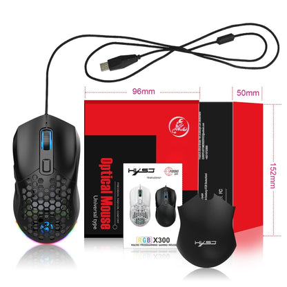 HXSJ X300 7200DPI RGB Backlight Interchangeable Back Cover Hole Gaming Wired Mouse(Black) - Wired Mice by HXSJ | Online Shopping South Africa | PMC Jewellery | Buy Now Pay Later Mobicred