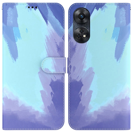 For OPPO Reno8 T 4G Watercolor Pattern Flip Leather Phone Case(Winter Snow) - OPPO Cases by PMC Jewellery | Online Shopping South Africa | PMC Jewellery | Buy Now Pay Later Mobicred