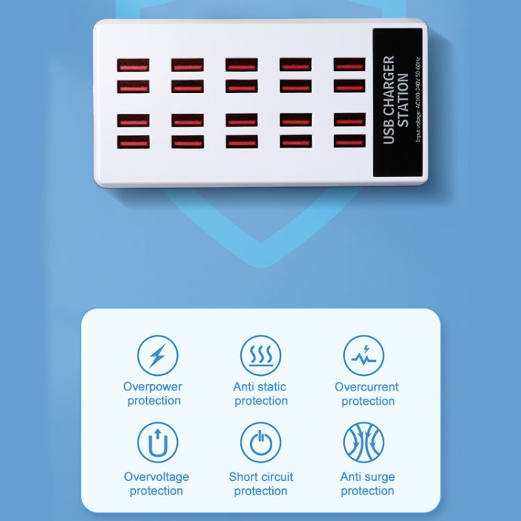 820 20-Ports Desktop USB Charger Station HUB(UK) - Multifunction Charger by PMC Jewellery | Online Shopping South Africa | PMC Jewellery | Buy Now Pay Later Mobicred