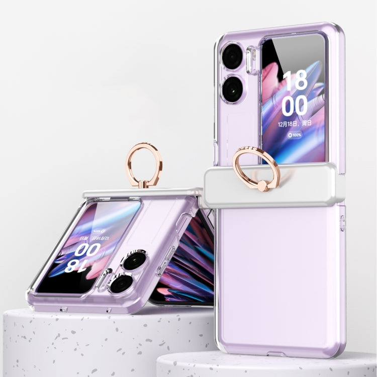 For OPPO Find N2 Flip Macaron Magnetic Ring Three-piece Phone Case with Protective Film(Transparent) - Find N2 Flip Cases by PMC Jewellery | Online Shopping South Africa | PMC Jewellery