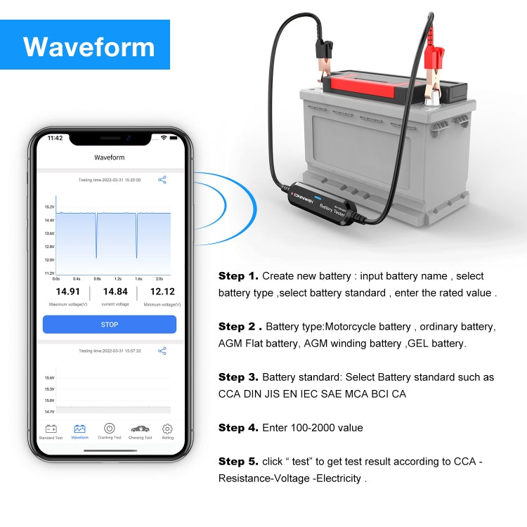 KONNWEI BK200 6V/12V/24V Car Bluetooth Battery Tester(Silver) - Electronic Test by KONNWEI | Online Shopping South Africa | PMC Jewellery | Buy Now Pay Later Mobicred