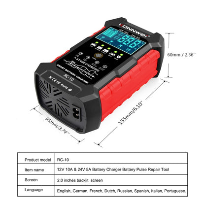 KONNWEI RC-10 2 inch Car Battery Charger Battery Pulse Repair Tool, Plug Type:UK Plug - Battery Charger by KONNWEI | Online Shopping South Africa | PMC Jewellery | Buy Now Pay Later Mobicred