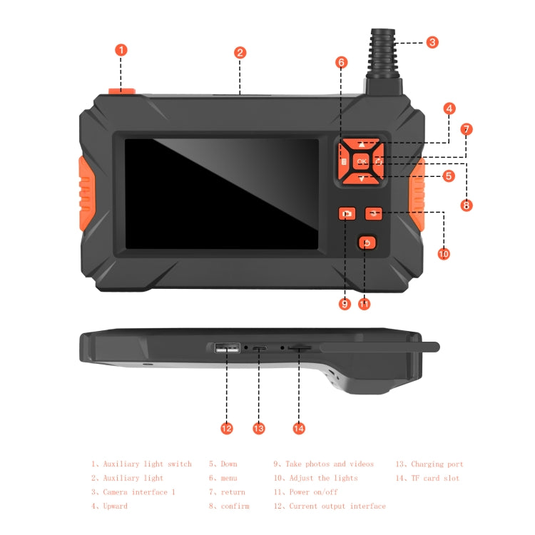 P130 14mm 4.3 inch Single Camera with Screen Endoscope, Length:10m -  by PMC Jewellery | Online Shopping South Africa | PMC Jewellery | Buy Now Pay Later Mobicred