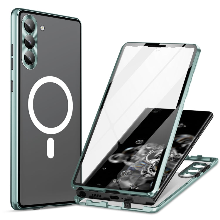 For Samsung Galaxy S21 5G HD Full Cover Magsafe Magnetic Metal Tempered Glass Phone Case(Green) - Galaxy S21 5G Cases by PMC Jewellery | Online Shopping South Africa | PMC Jewellery