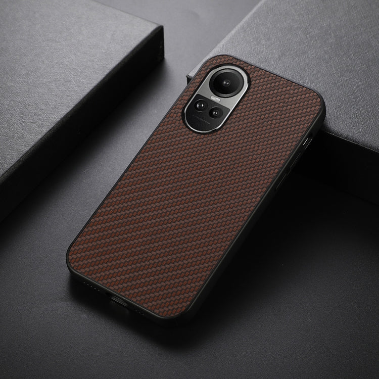 For OPPO Reno10 Global / 10 Pro Global Carbon Fiber Texture Shockproof Phone Case(Brown) - OPPO Cases by PMC Jewellery | Online Shopping South Africa | PMC Jewellery | Buy Now Pay Later Mobicred