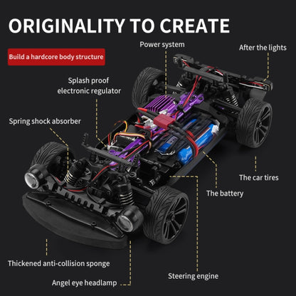 JJR/C Q142 Full Scale Electric Four-wheel Drive Muscle High Speed Drift RC Car(Grey) - RC Cars by JJR/C | Online Shopping South Africa | PMC Jewellery