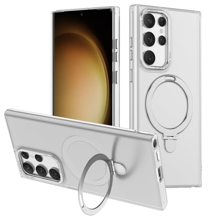 For Samsung Galaxy S23 Ultra 5G LK 3 in 1 MagSafe Magnetic Holder Phone Case(White) - Galaxy S23 Ultra 5G Cases by PMC Jewellery | Online Shopping South Africa | PMC Jewellery