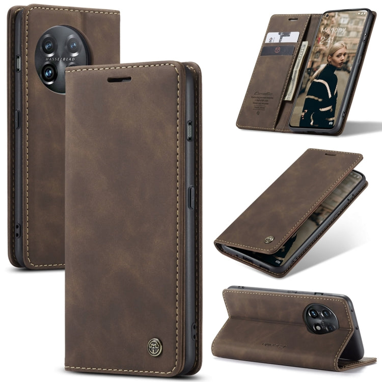 For OnePlus 11 CaseMe 013 Multifunctional Horizontal Flip Leather Phone Case(Coffee) - OnePlus Cases by CaseMe | Online Shopping South Africa | PMC Jewellery | Buy Now Pay Later Mobicred