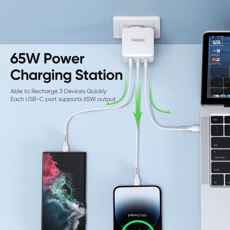 DUZZONA T9 65W Dual USB-C / Type-C+USB GaN Fast Charger, Specification:EU Plug - USB Charger by DUZZONA | Online Shopping South Africa | PMC Jewellery