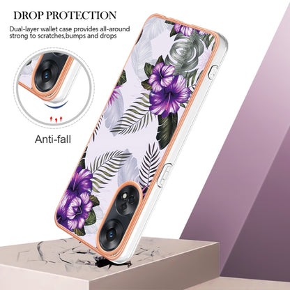 For OPPO Reno8 T 4G Electroplating IMD TPU Phone Case(Purple Flower) - OPPO Cases by PMC Jewellery | Online Shopping South Africa | PMC Jewellery | Buy Now Pay Later Mobicred