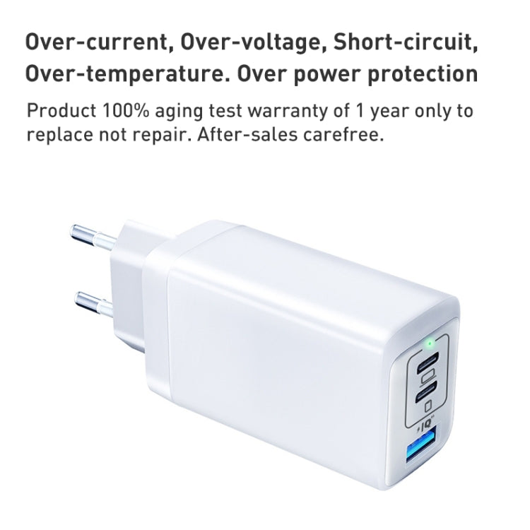 65W Dual PD USB-C / Type-C + USB 3-Port Gan Fast Charging Charger, Plug:UK Plug(White) - USB Charger by PMC Jewellery | Online Shopping South Africa | PMC Jewellery | Buy Now Pay Later Mobicred