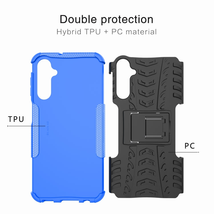 For Samsung Galaxy A24 4G Tire Texture TPU + PC Phone Case with Holder(Blue) - Galaxy Phone Cases by PMC Jewellery | Online Shopping South Africa | PMC Jewellery