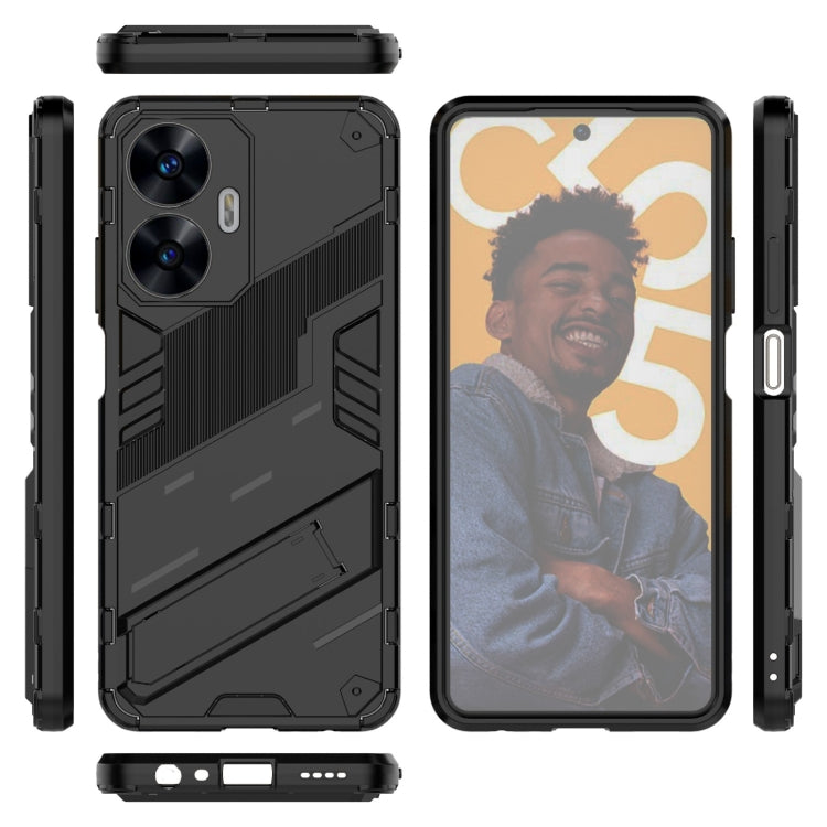 For Realme C55 Punk Armor 2 in 1 PC + TPU Shockproof Phone Case with Invisible Holder(Black) - Realme Cases by PMC Jewellery | Online Shopping South Africa | PMC Jewellery | Buy Now Pay Later Mobicred