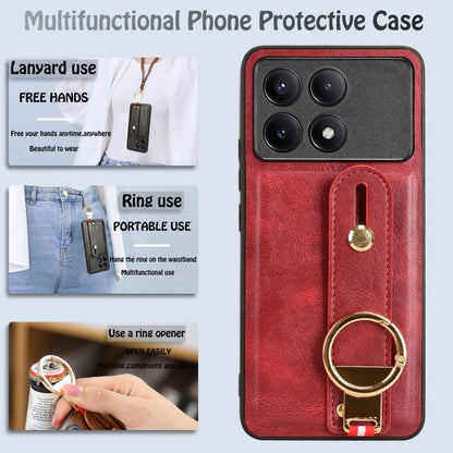 For Xiaomi Redmi K70/K70 Pro Wristband Leather Back Phone Case(Red) - K70 Pro Cases by PMC Jewellery | Online Shopping South Africa | PMC Jewellery | Buy Now Pay Later Mobicred