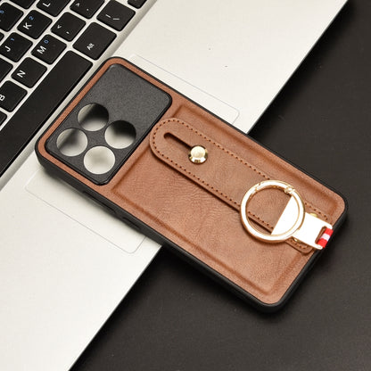 For Xiaomi Redmi K70/K70 Pro Wristband Leather Back Phone Case(Brown) - K70 Pro Cases by PMC Jewellery | Online Shopping South Africa | PMC Jewellery | Buy Now Pay Later Mobicred