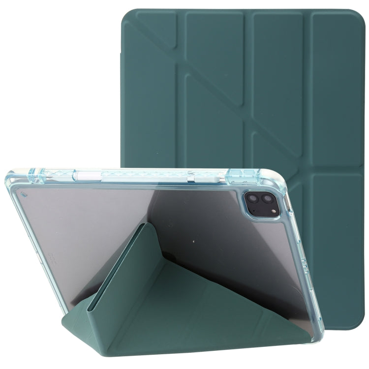 For iPad Pro 12.9 2022 / Air 13 2024 Clear Acrylic Deformation Leather Tablet Case(Dark Green) - iPad Pro 12.9 (2022/2021) Cases by PMC Jewellery | Online Shopping South Africa | PMC Jewellery | Buy Now Pay Later Mobicred