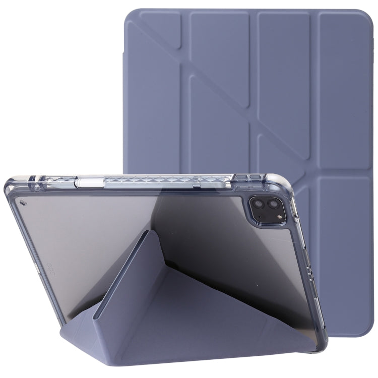 For iPad Pro 12.9 2022 / Air 13 2024 Clear Acrylic Deformation Leather Tablet Case(Lavender Purple) - iPad Pro 12.9 (2022/2021) Cases by PMC Jewellery | Online Shopping South Africa | PMC Jewellery | Buy Now Pay Later Mobicred