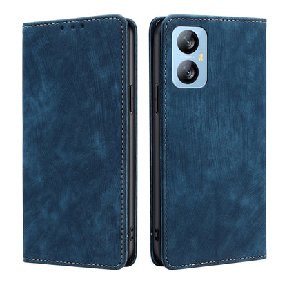 For Blackview A52 RFID Anti-theft Brush Magnetic Leather Phone Case(Blue) - More Brand by PMC Jewellery | Online Shopping South Africa | PMC Jewellery | Buy Now Pay Later Mobicred