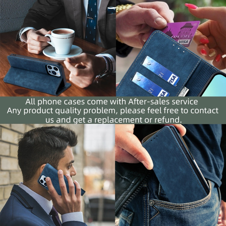 For Blackview A85 RFID Anti-theft Brush Magnetic Leather Phone Case(Blue) - More Brand by PMC Jewellery | Online Shopping South Africa | PMC Jewellery | Buy Now Pay Later Mobicred