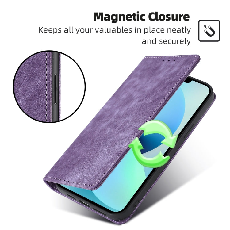 For Blackview A85 RFID Anti-theft Brush Magnetic Leather Phone Case(Purple) - More Brand by PMC Jewellery | Online Shopping South Africa | PMC Jewellery | Buy Now Pay Later Mobicred