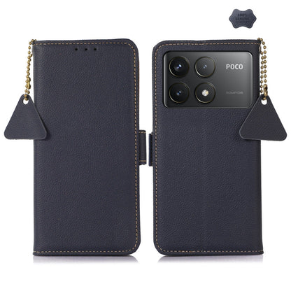 For Xiaomi Redmi K70 Side-Magnetic TJ Genuine Leather RFID Phone Case(Blue) - K70 Cases by PMC Jewellery | Online Shopping South Africa | PMC Jewellery | Buy Now Pay Later Mobicred