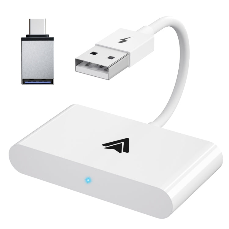 THT-020-2+ USB + USB-C / Type-C Wired to Wireless Carplay Adapter for Android Smartphone(White) - Bluetooth Adapters by PMC Jewellery | Online Shopping South Africa | PMC Jewellery | Buy Now Pay Later Mobicred