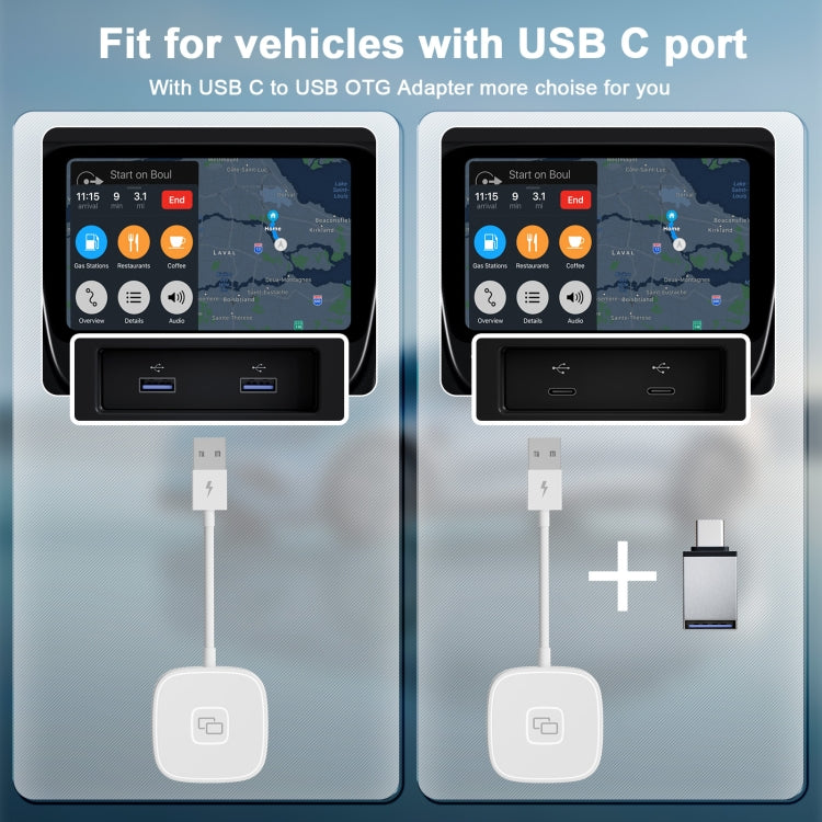 THT-020-7 USB + USB-C / Type-C Carplay Mirror Adapter for iPhone(White) - Terminal connectors by PMC Jewellery | Online Shopping South Africa | PMC Jewellery | Buy Now Pay Later Mobicred