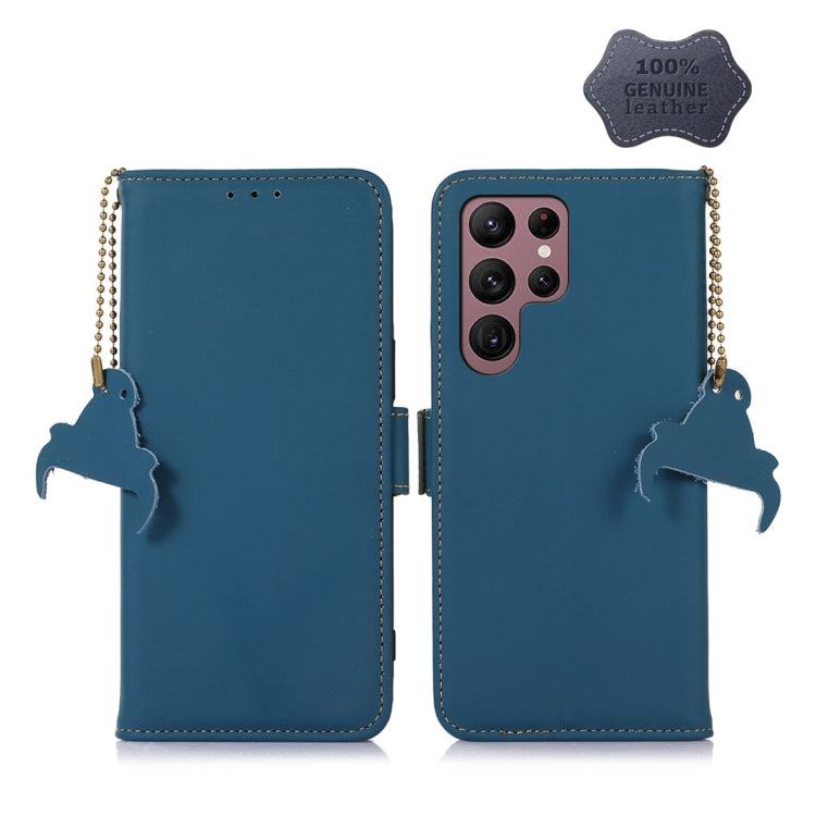 For Samsung Galaxy S24 Ultra 5G Genuine Leather Magnetic RFID Leather Phone Case(Blue) - Galaxy S24 Ultra 5G Cases by PMC Jewellery | Online Shopping South Africa | PMC Jewellery | Buy Now Pay Later Mobicred