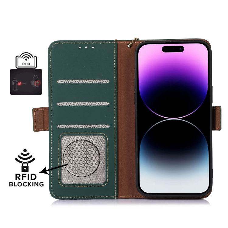 For Samsung Galaxy S24 5G Genuine Leather Magnetic RFID Leather Phone Case(Green) - Galaxy S24 5G Cases by PMC Jewellery | Online Shopping South Africa | PMC Jewellery | Buy Now Pay Later Mobicred