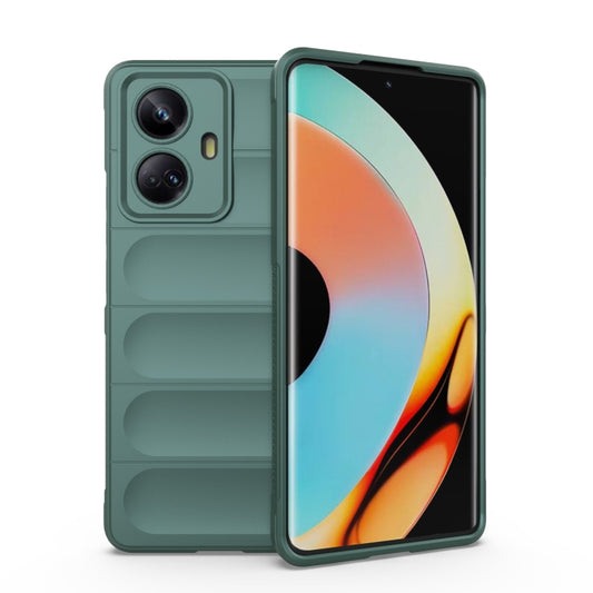 For Realme 10 Pro+ 5G Magic Shield TPU + Flannel Phone Case(Dark Green) - Realme Cases by PMC Jewellery | Online Shopping South Africa | PMC Jewellery | Buy Now Pay Later Mobicred