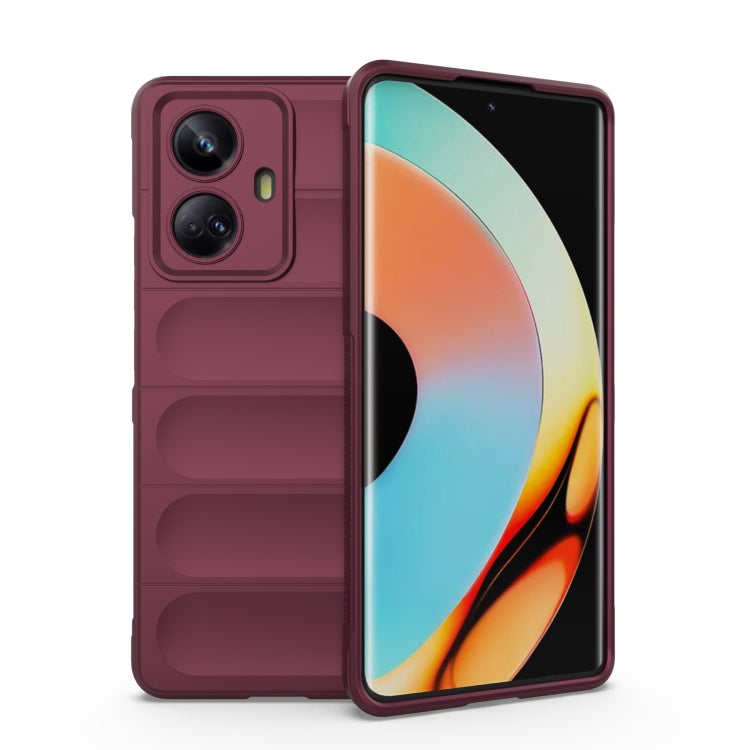 For Realme 10 Pro+ 5G Magic Shield TPU + Flannel Phone Case(Wine Red) - Realme Cases by PMC Jewellery | Online Shopping South Africa | PMC Jewellery | Buy Now Pay Later Mobicred