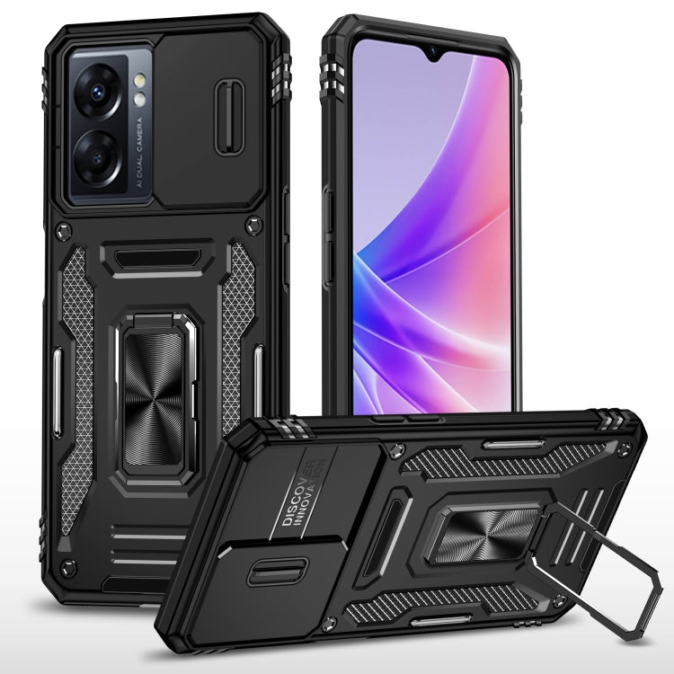 For OPPO A57 4G Armor PC + TPU Camera Shield Phone Case(Black) - OPPO Cases by PMC Jewellery | Online Shopping South Africa | PMC Jewellery