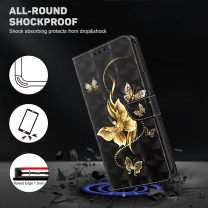 For Xiaomi Redmi Note 13 Pro+ 3D Painted Pattern Leather Phone Case(Golden Butterfly) - Note 13 Pro+ Cases by PMC Jewellery | Online Shopping South Africa | PMC Jewellery | Buy Now Pay Later Mobicred