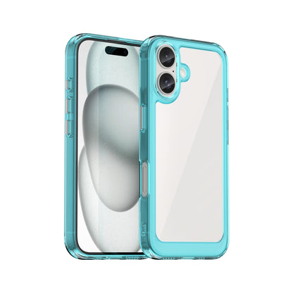 For iPhone 16 Plus Colorful Series Acrylic + TPU Phone Case(Transparent Blue) - iPhone 16 Plus Cases by PMC Jewellery | Online Shopping South Africa | PMC Jewellery | Buy Now Pay Later Mobicred