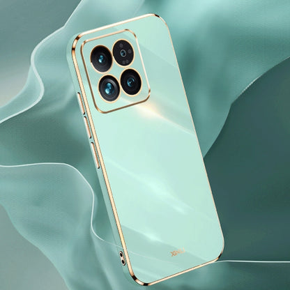 For Xiaomi 14 XINLI Straight Edge 6D Electroplate TPU Phone Case(Mint Green) - 14 Cases by XINLI | Online Shopping South Africa | PMC Jewellery | Buy Now Pay Later Mobicred