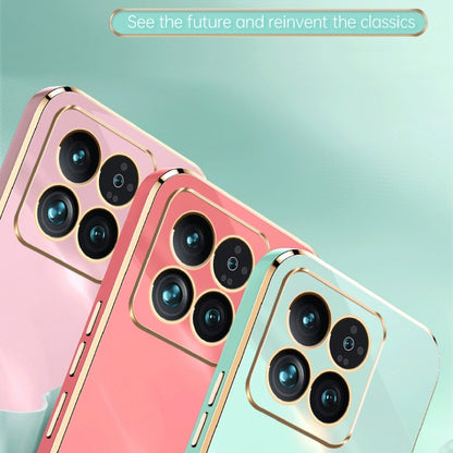 For Xiaomi 14 Pro XINLI Straight Edge 6D Electroplate TPU Phone Case(Pink) - 14 Pro Cases by XINLI | Online Shopping South Africa | PMC Jewellery | Buy Now Pay Later Mobicred