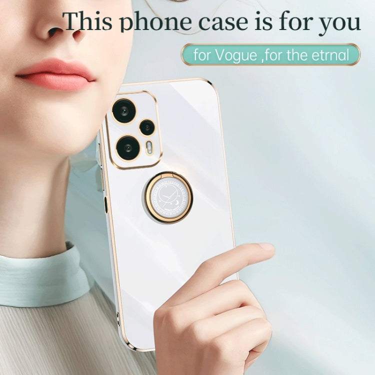 For Xiaomi Redmi Note 12 Turbo XINLI Straight Edge 6D Electroplate TPU Phone Case with Ring Holder(Mint Green) - Xiaomi Cases by XINLI | Online Shopping South Africa | PMC Jewellery | Buy Now Pay Later Mobicred