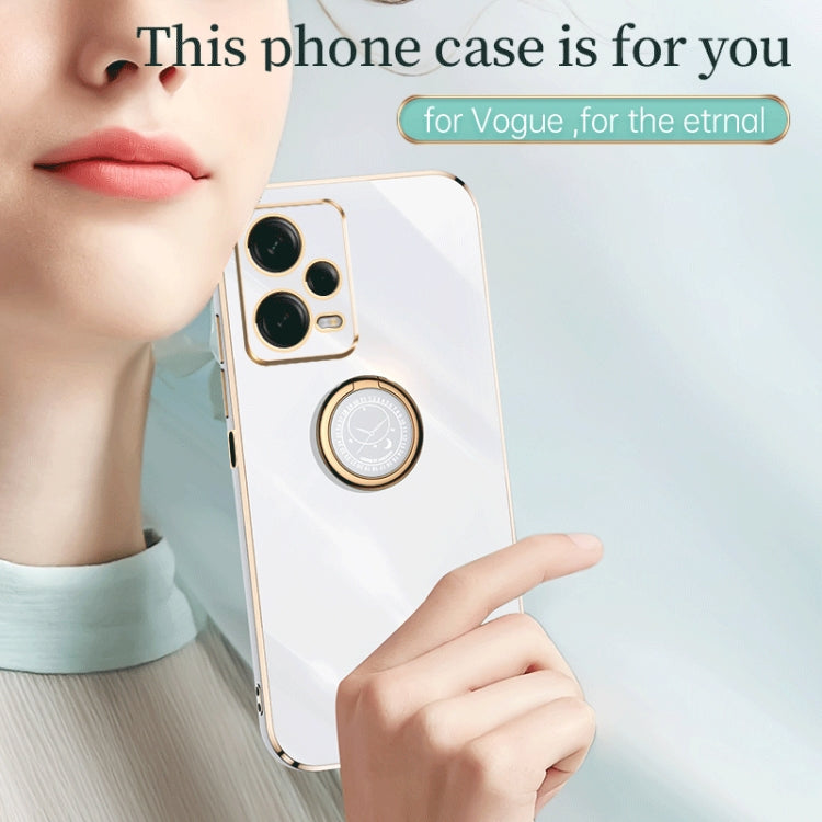 For Xiaomi Redmi Note 12 5G Global XINLI Straight Edge 6D Electroplate TPU Phone Case with Ring Holder(Mint Green) - Xiaomi Cases by XINLI | Online Shopping South Africa | PMC Jewellery | Buy Now Pay Later Mobicred