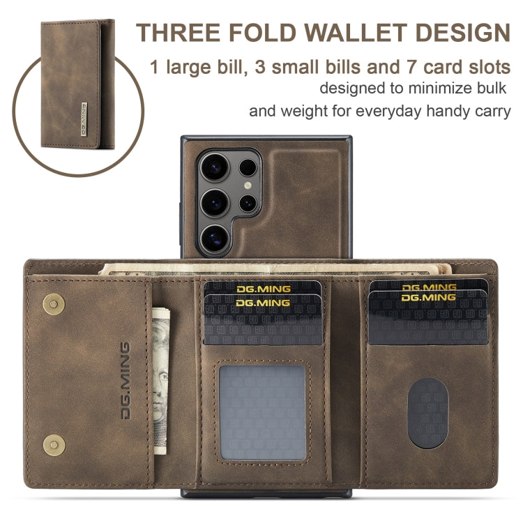 For Samsung Galaxy S24 Ultra 5G DG.MING M1 Series 3-Fold Multi Card Wallet + Magnetic Phone Case(Coffee) - Galaxy S24 Ultra 5G Cases by DG.MING | Online Shopping South Africa | PMC Jewellery