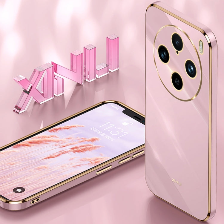 For vivo X100 Pro 5G XINLI Straight Edge 6D Electroplate TPU Phone Case(Pink) - X100 Pro Cases by XINLI | Online Shopping South Africa | PMC Jewellery | Buy Now Pay Later Mobicred