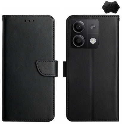 For Xiaomi Redmi Note 13 Pro 4G Global Genuine Leather Fingerprint-proof Flip Phone Case(Black) - Note 13 Pro Cases by PMC Jewellery | Online Shopping South Africa | PMC Jewellery