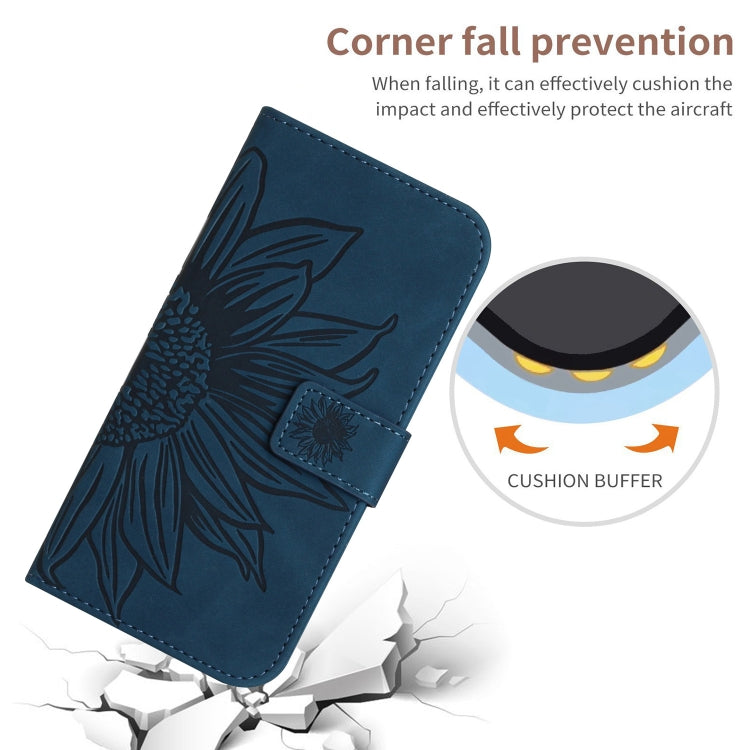 For Xiaomi Poco F5 Skin Feel Sun Flower Embossed Flip Leather Phone Case with Lanyard(Inky Blue) - Xiaomi Cases by PMC Jewellery | Online Shopping South Africa | PMC Jewellery | Buy Now Pay Later Mobicred