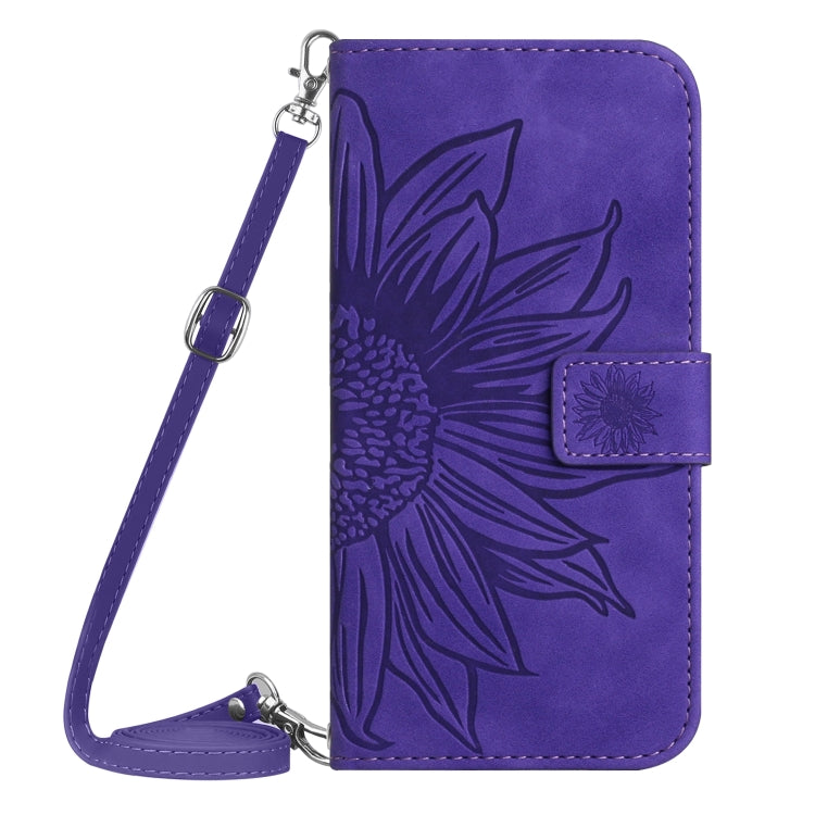 For Xiaomi Poco F5 Pro Skin Feel Sun Flower Embossed Flip Leather Phone Case with Lanyard(Dark Purple) - Xiaomi Cases by PMC Jewellery | Online Shopping South Africa | PMC Jewellery | Buy Now Pay Later Mobicred