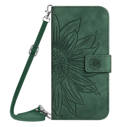 For Xiaomi Poco F5 Pro Skin Feel Sun Flower Embossed Flip Leather Phone Case with Lanyard(Green) - Xiaomi Cases by PMC Jewellery | Online Shopping South Africa | PMC Jewellery | Buy Now Pay Later Mobicred