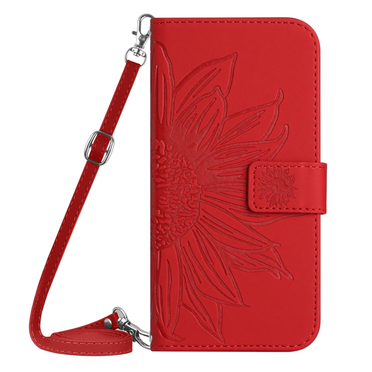 For Xiaomi Redmi Note 12S Skin Feel Sun Flower Embossed Flip Leather Phone Case with Lanyard(Red) - Xiaomi Cases by PMC Jewellery | Online Shopping South Africa | PMC Jewellery | Buy Now Pay Later Mobicred