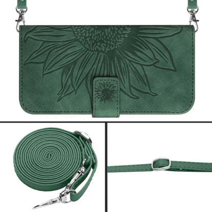 For Xiaomi Redmi 12 4G Global Skin Feel Sun Flower Embossed Flip Leather Phone Case with Lanyard(Green) - Xiaomi Cases by PMC Jewellery | Online Shopping South Africa | PMC Jewellery | Buy Now Pay Later Mobicred