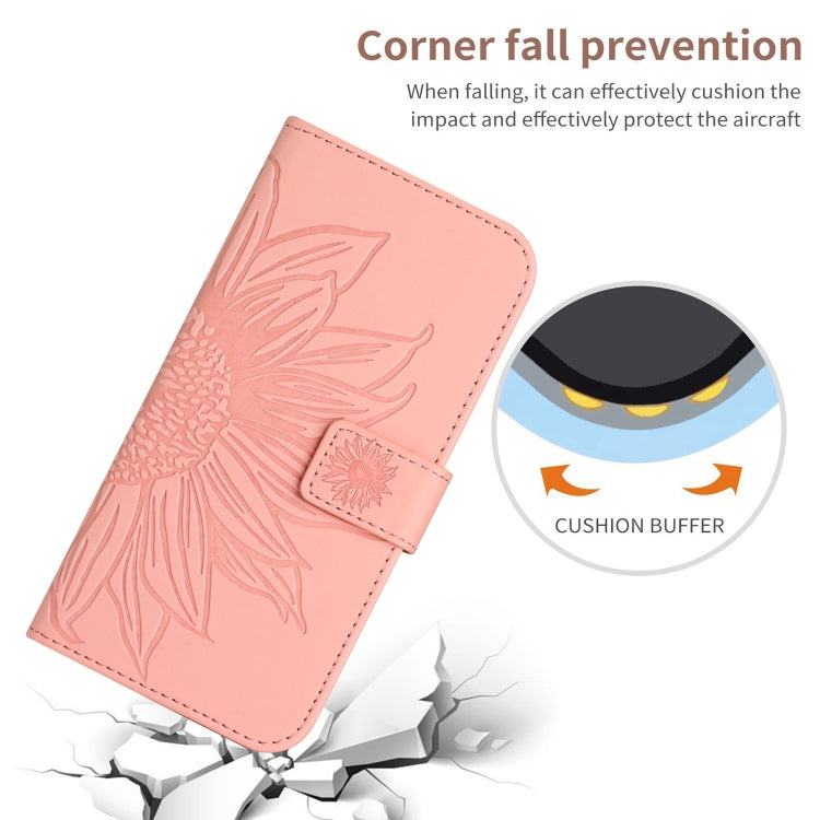 For Xiaomi Redmi 12 4G Global Skin Feel Sun Flower Embossed Flip Leather Phone Case with Lanyard(Pink) - Xiaomi Cases by PMC Jewellery | Online Shopping South Africa | PMC Jewellery | Buy Now Pay Later Mobicred