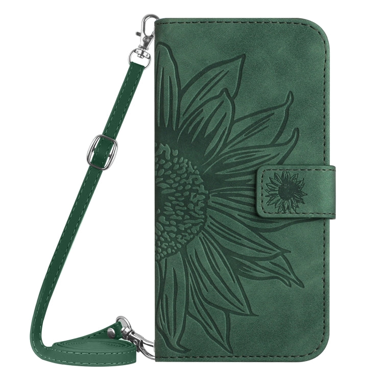 For Xiaomi Redmi 12 5G Skin Feel Sun Flower Embossed Flip Leather Phone Case with Lanyard(Green) - Xiaomi Cases by PMC Jewellery | Online Shopping South Africa | PMC Jewellery | Buy Now Pay Later Mobicred